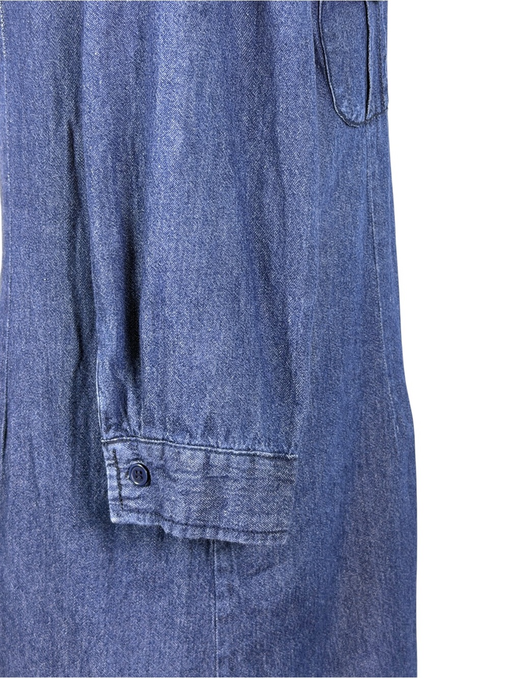 Derek Heart Denim Tunic Dress L 100% Cotton Button Front Roll Tab - Picture 4 of 10